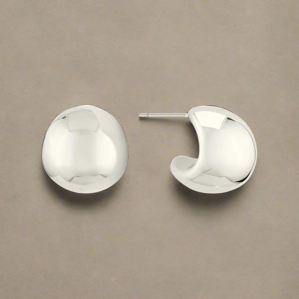 Subtle Curve Half Hoop Post Back Earrings