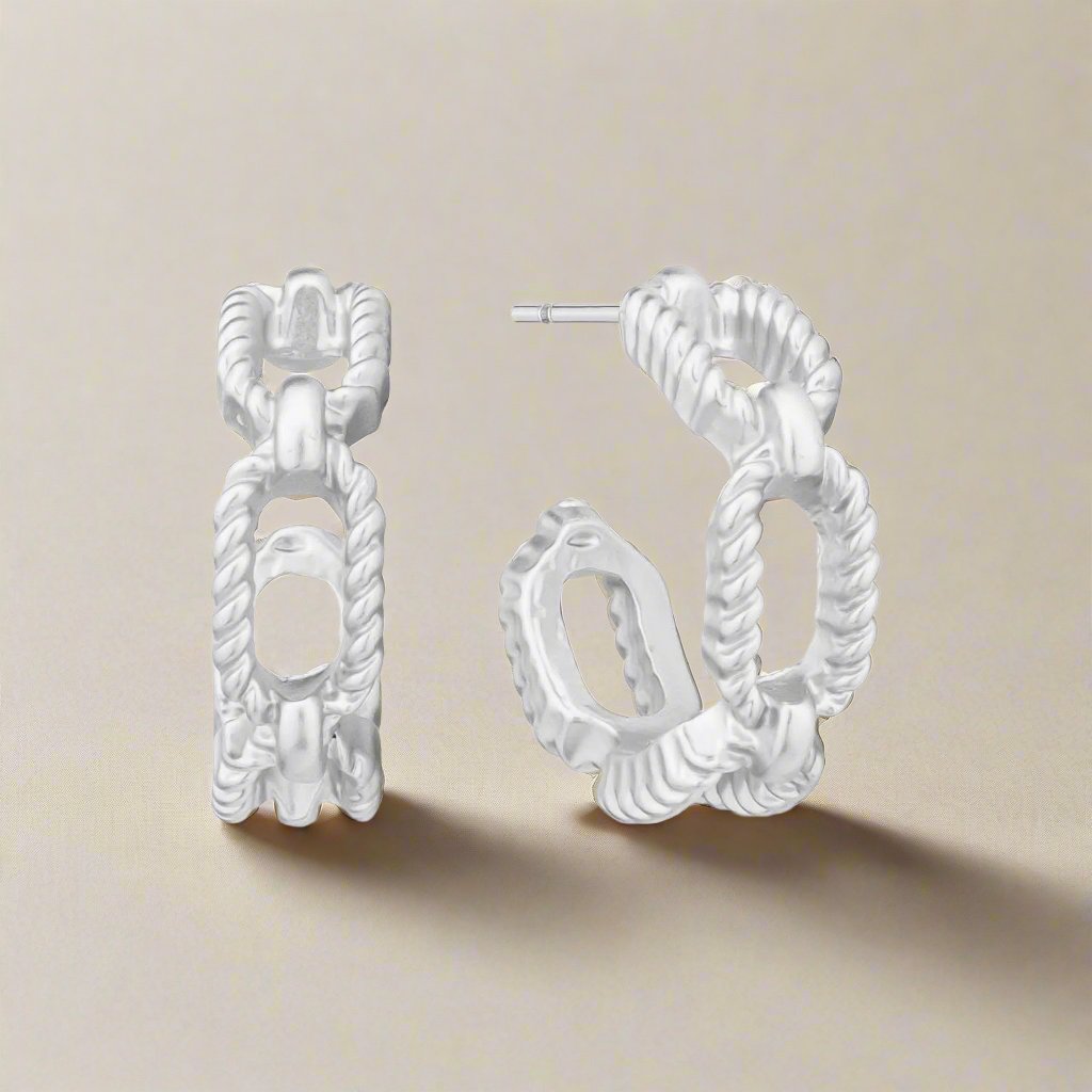 Cooper Chain Link Post Back Huggie Earrings