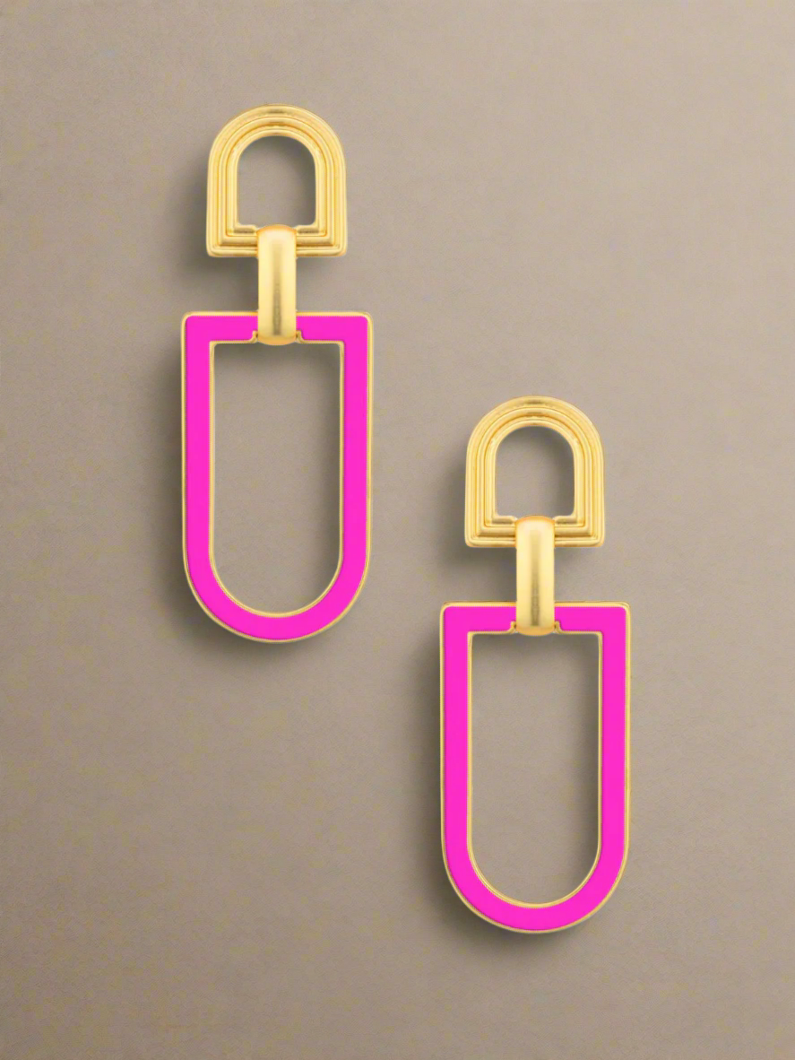 Dazzling Enamel Coated Geometric Dangle Earrings