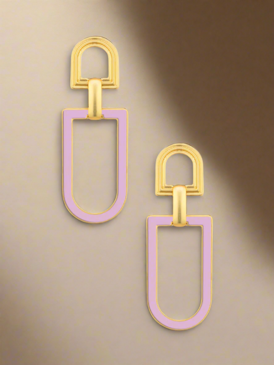 Dazzling Enamel Coated Geometric Dangle Earrings