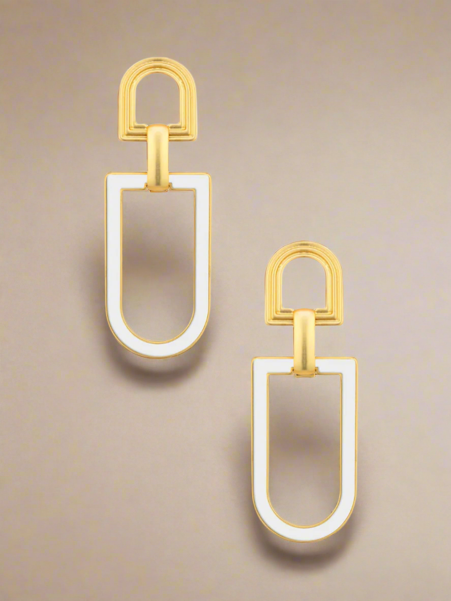 Dazzling Enamel Coated Geometric Dangle Earrings