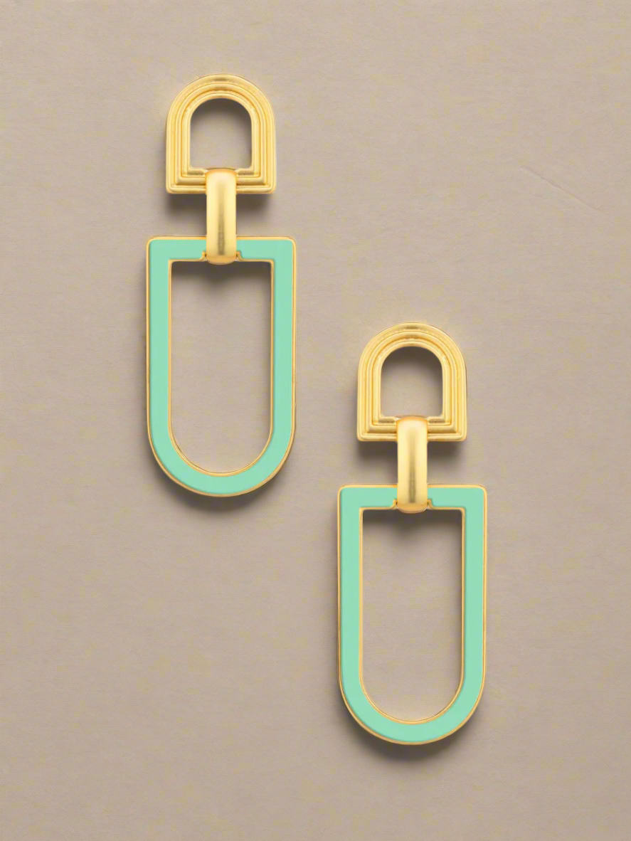 Dazzling Enamel Coated Geometric Dangle Earrings