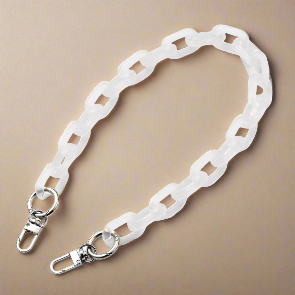 Acrylic and Silver Bag Chain with Swivel Clasp and Spring Ring