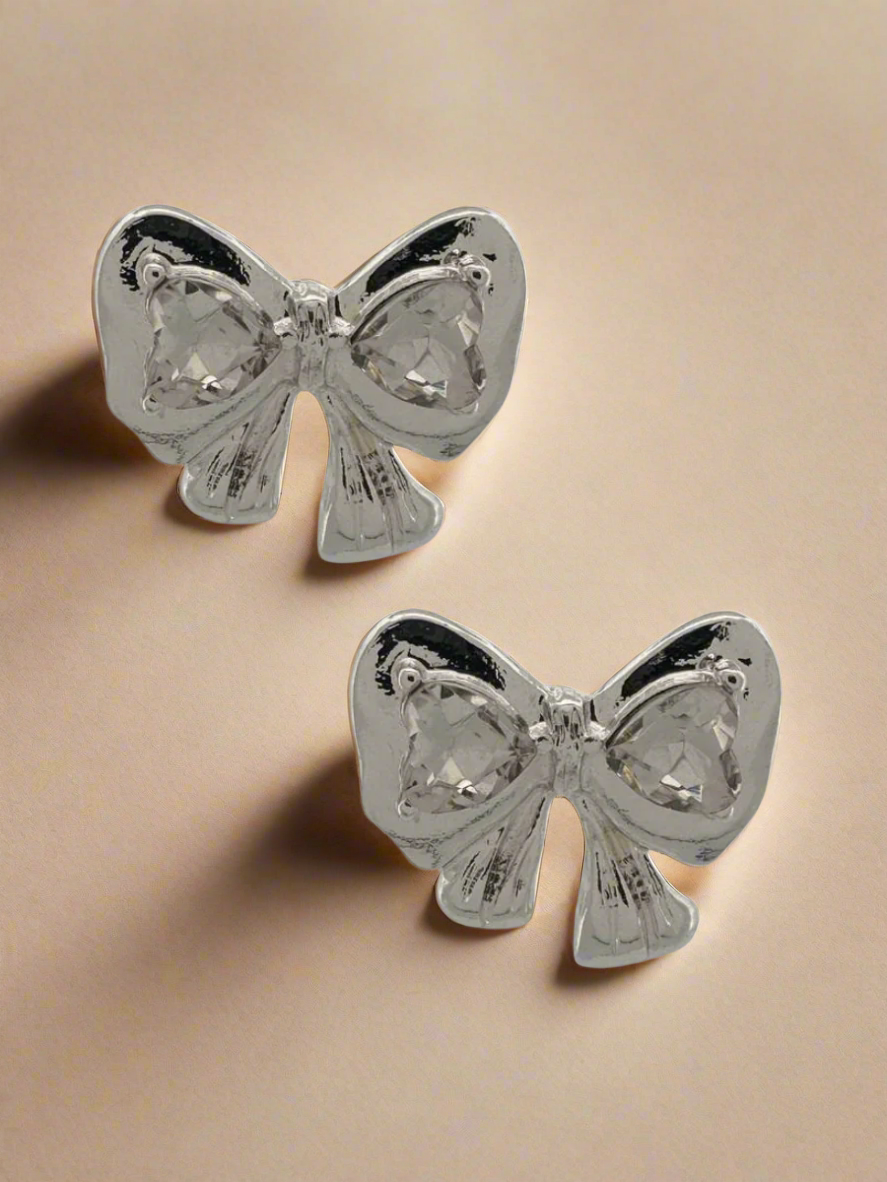Regal Crystal Accent Bow Earrings