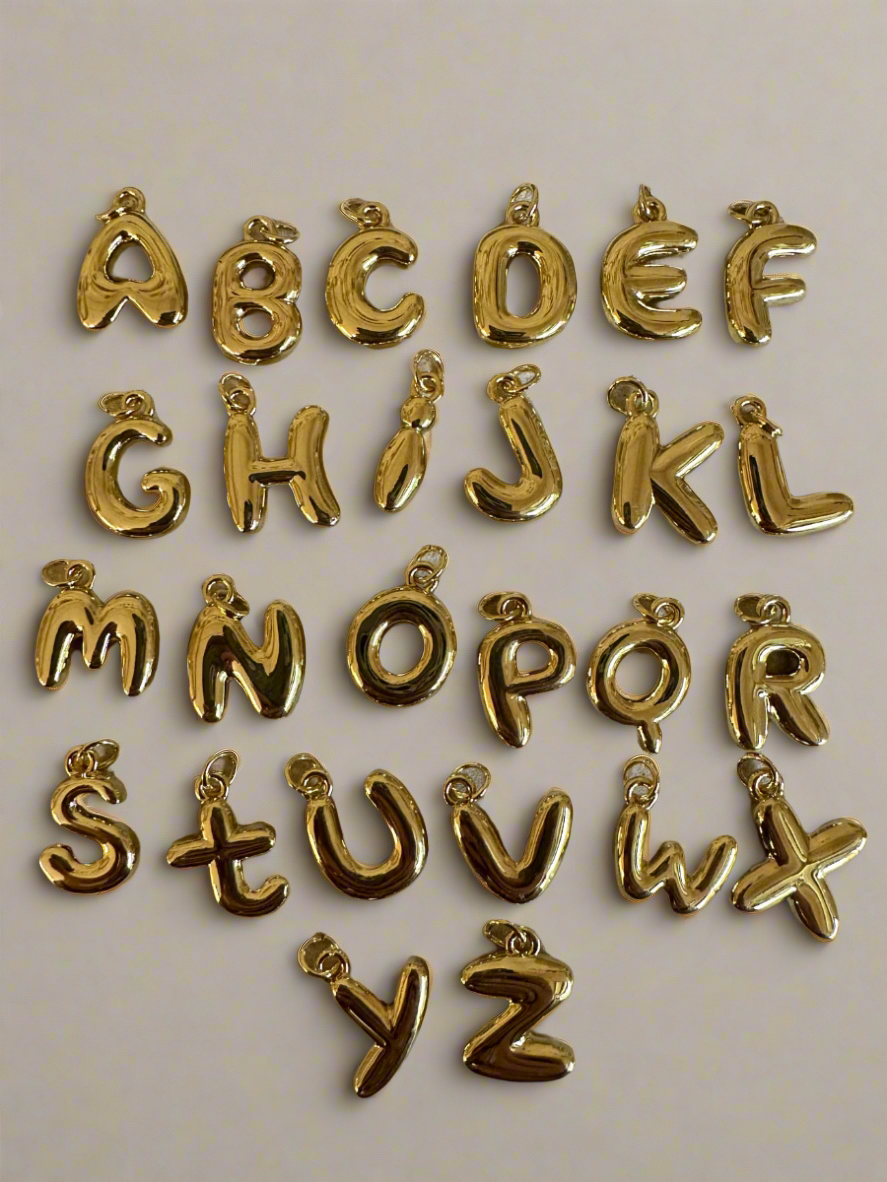 Gold Simple Bubble Letter Charm