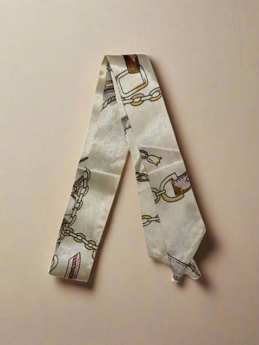Cream Gold Link Bag Scarf