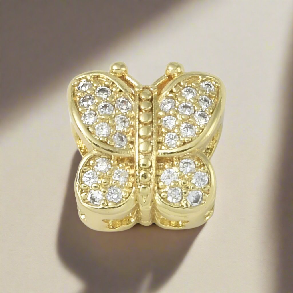 Butterfly Micro Pave Clear CZ Threader Charm