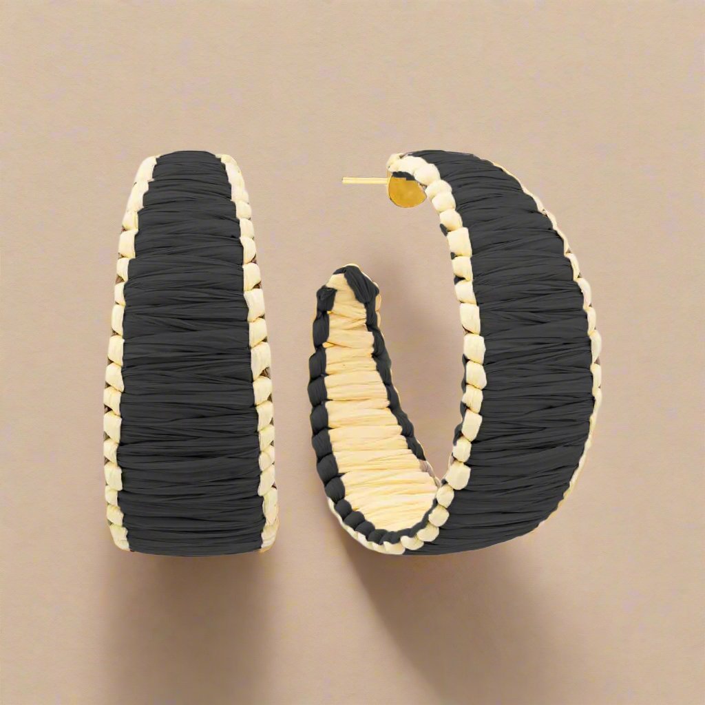 Free Spirit Raffia Wrapped Color Hoop Earrings