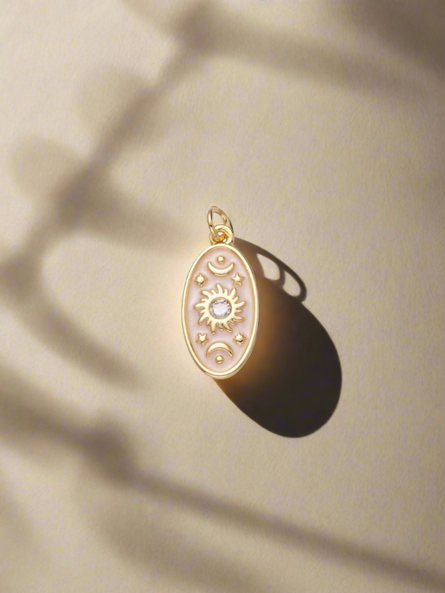 Enamel Celestial Sun, Star, & Moon Charm