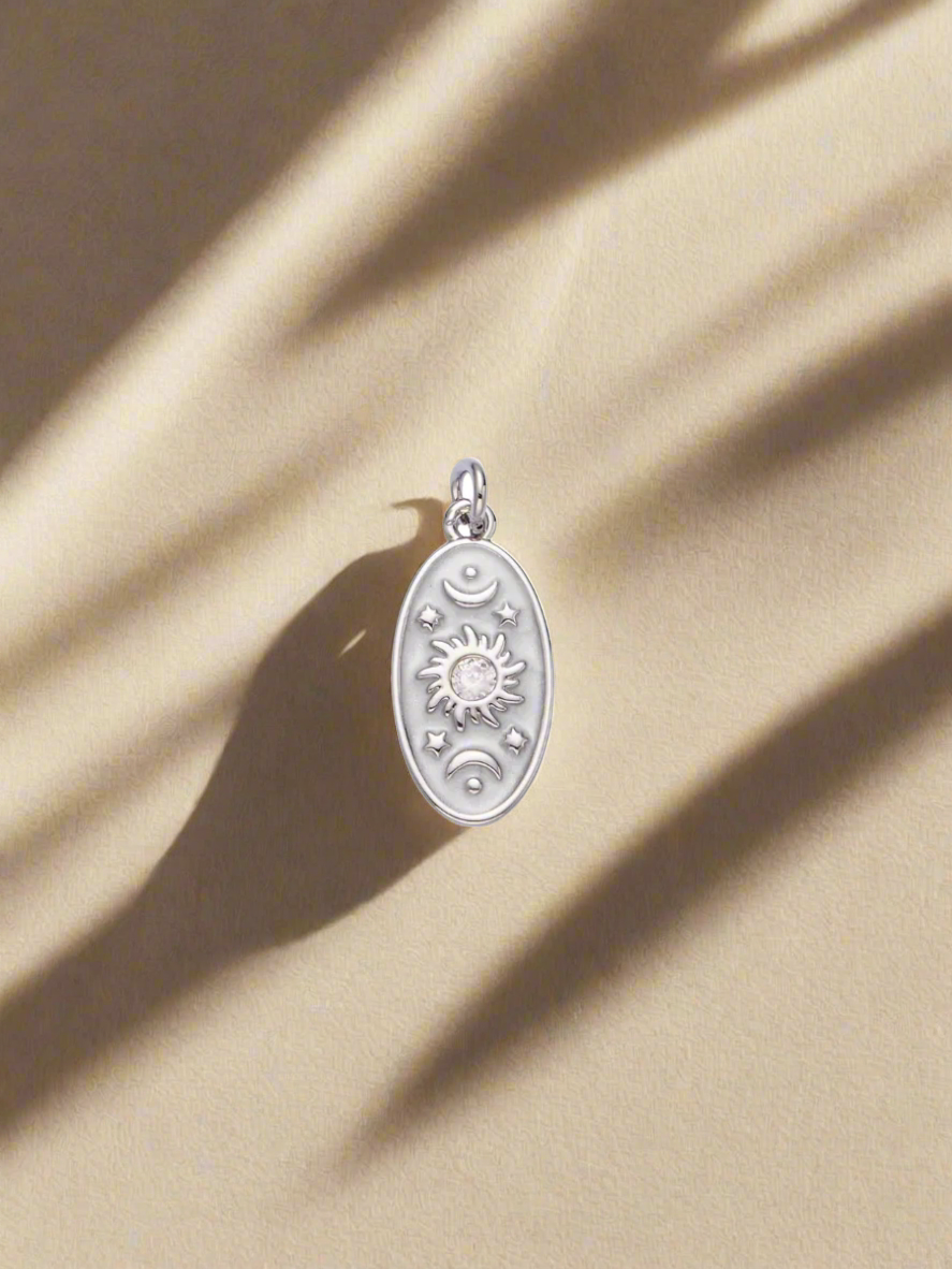 Enamel Celestial Sun, Star, & Moon Charm