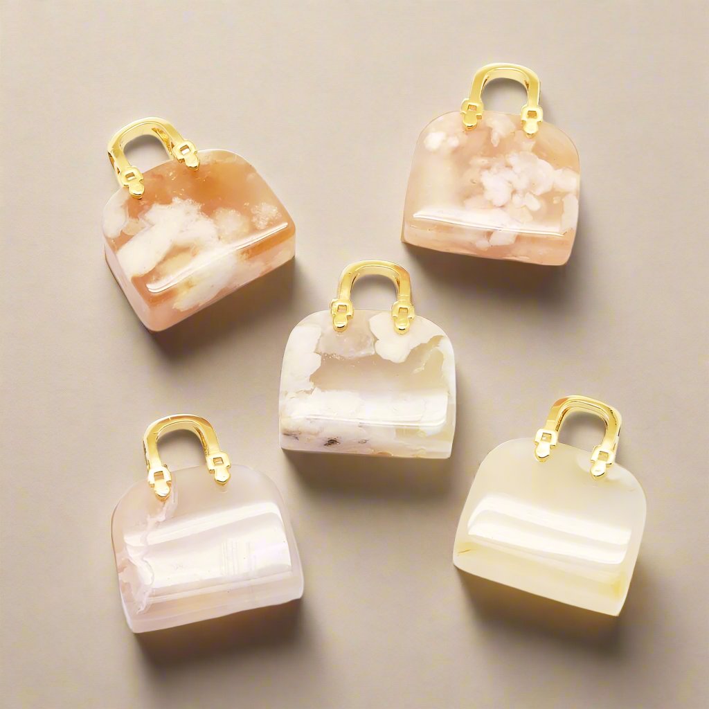 Cherry Blossom Agate Purse Bag Charm
