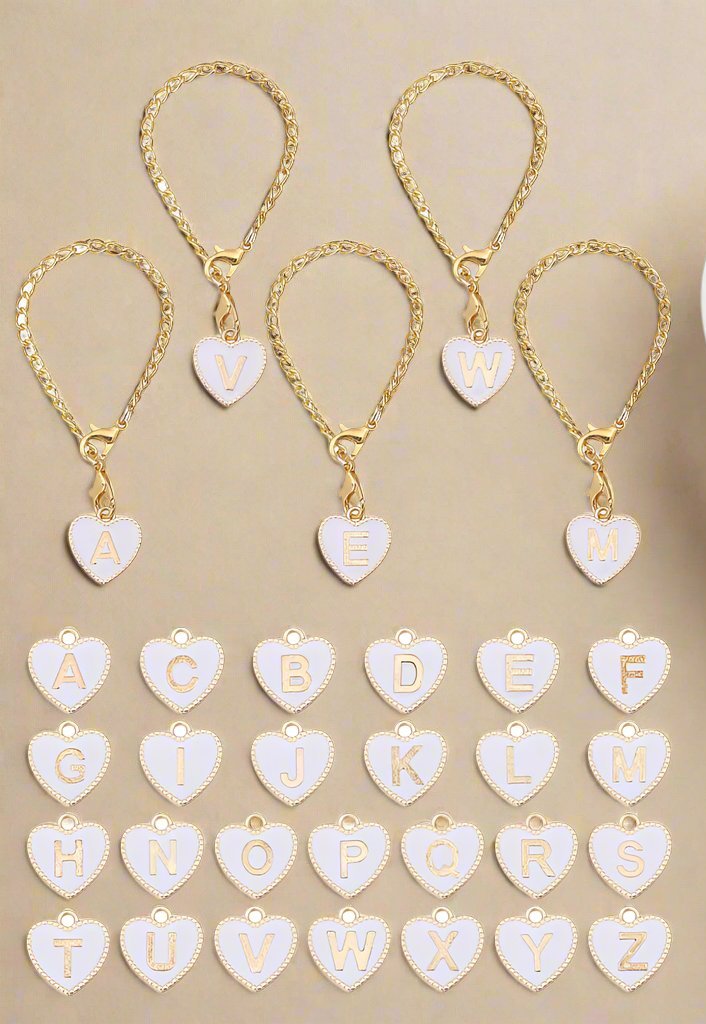 Enamel Heart Initial Bag Charm