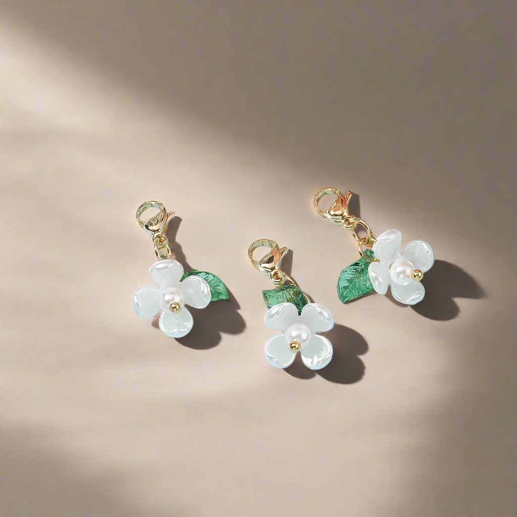 Flower with Pearl Lobster Clasp Bag Charm