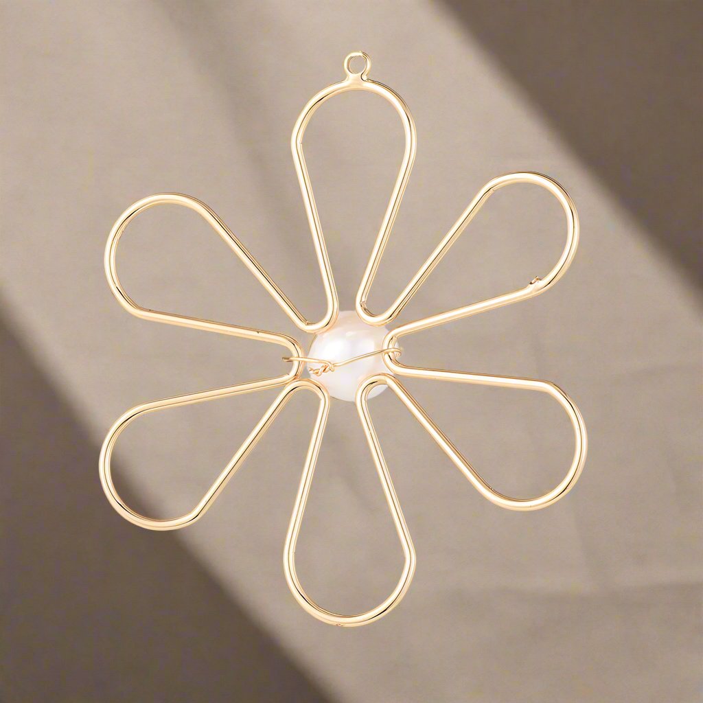 Freshwater Pearl Gold Flower Pendant Bag Charm