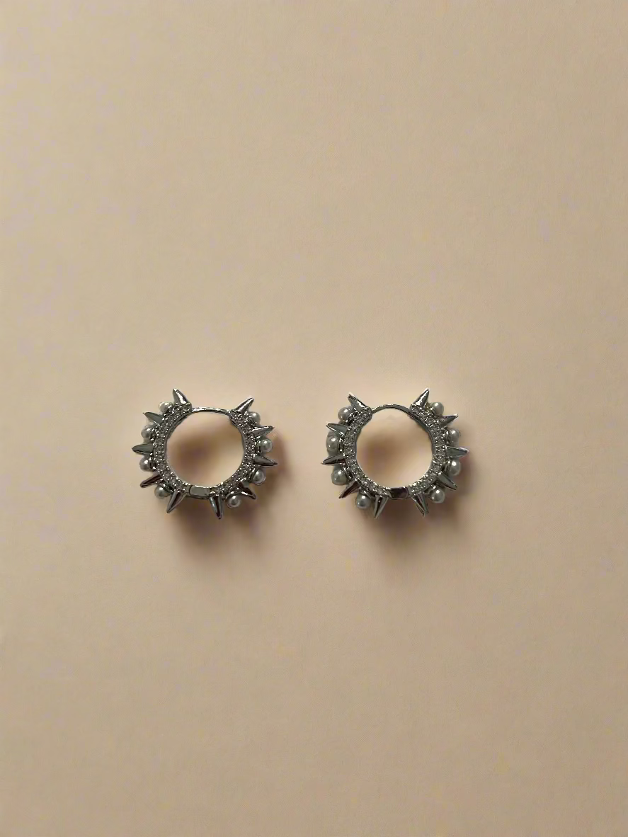 Brandi CZ and Pearl Huggie Earrings