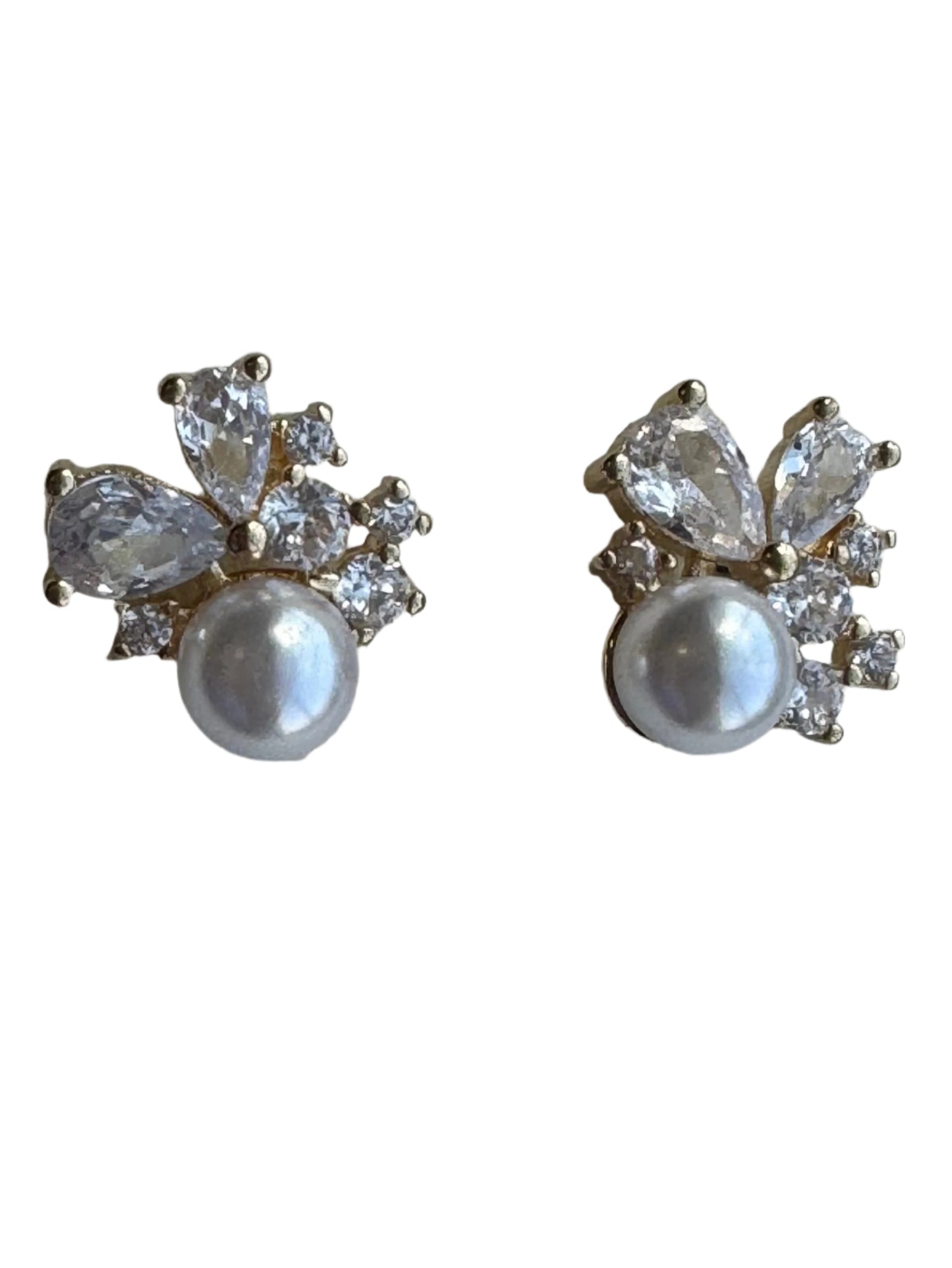 Regal Pearl and Crystal Post Back Earring