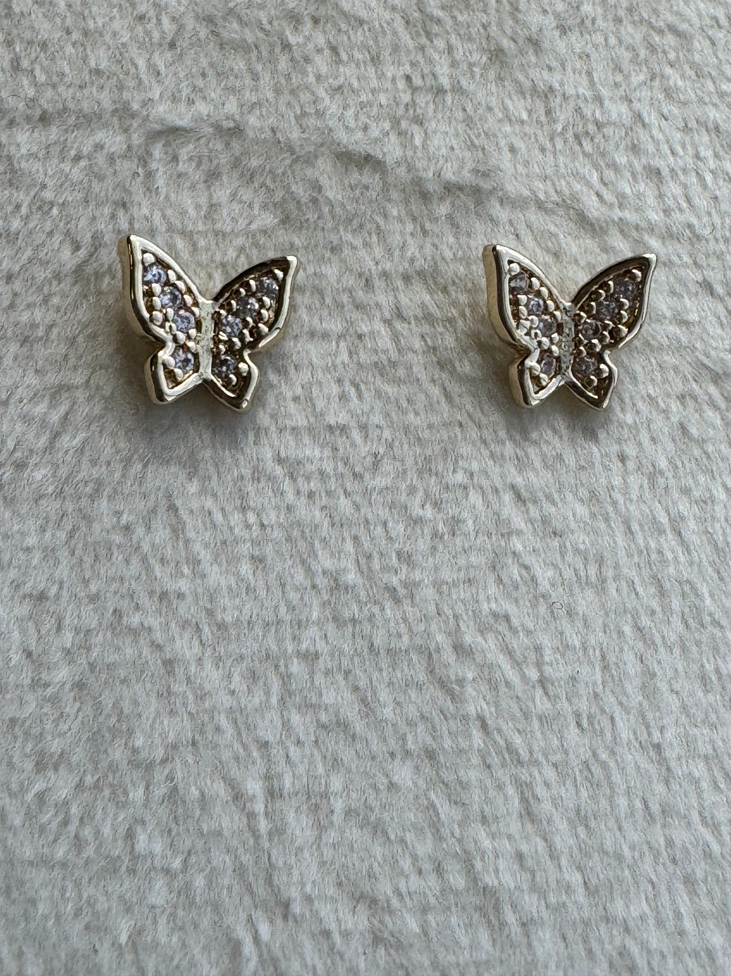 Dainty Butterfly Stud Earring with Pave Stone