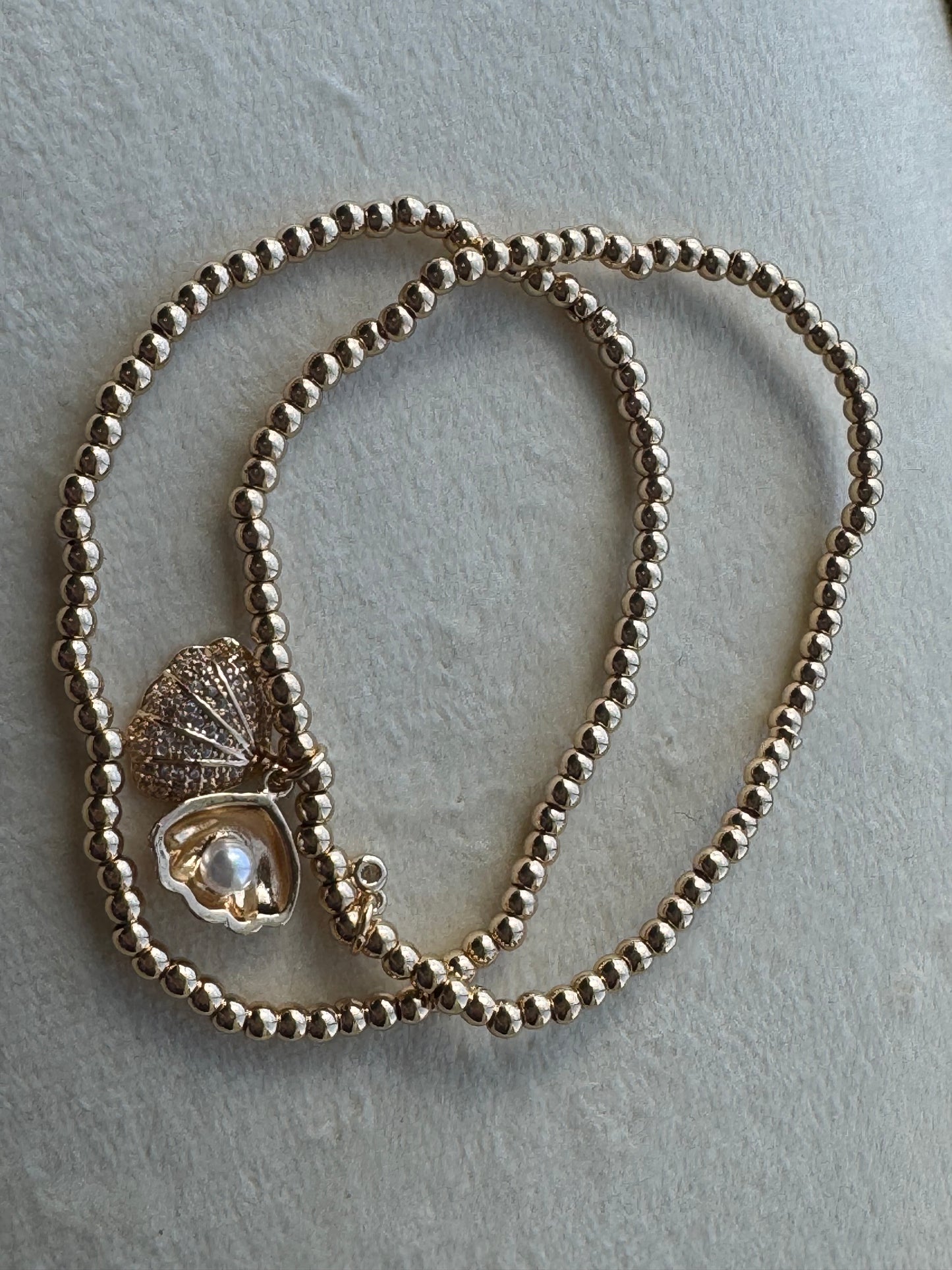 Beaded Seashell Stretchy Bracelet Set