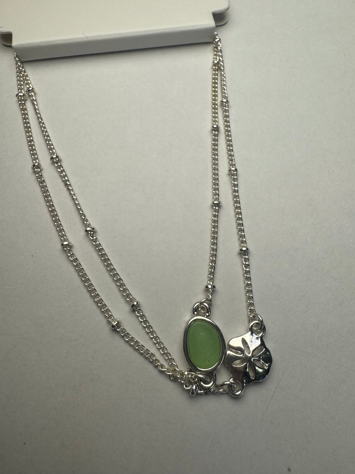 *Preorder* Sealife Sea Glass 2 Layered Anklet Sand Dollar Style