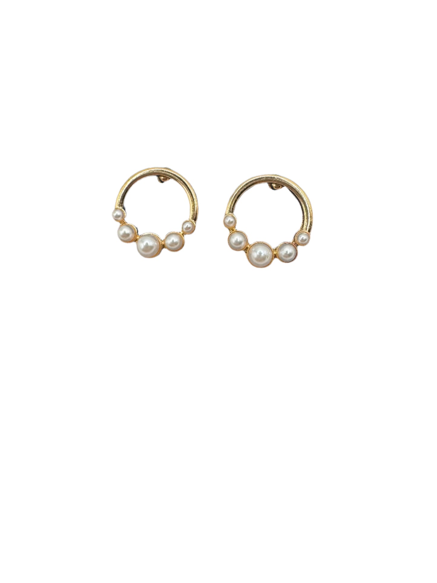 Circle Christi with Pearl Accent Post Back Earrings