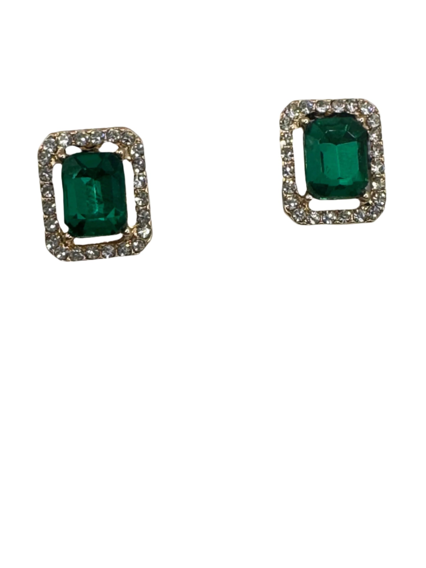 Emerald Dorothy Glass Stone Post Back Earring