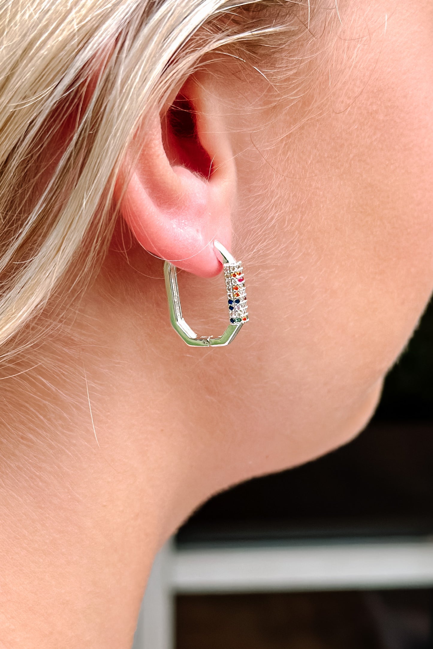 Radiant Colorburst Pave Huggie Earrings