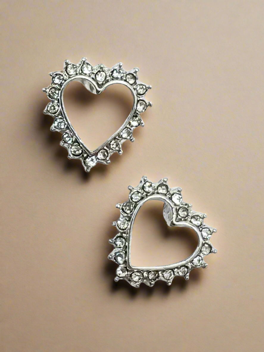 Heartfelt Sparkle CZ Detailed Heart Earrings