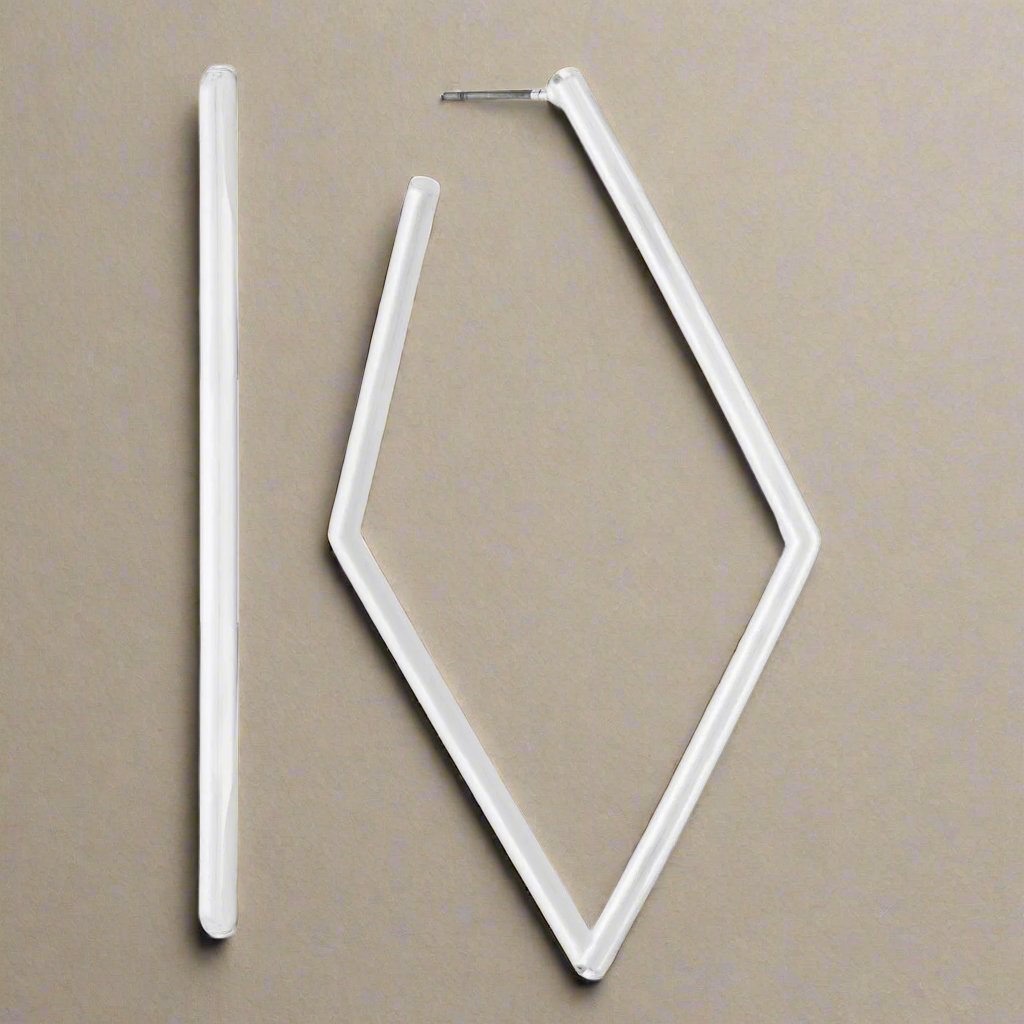 Glamour Diamond Shaped Hoop Post Back Earrings