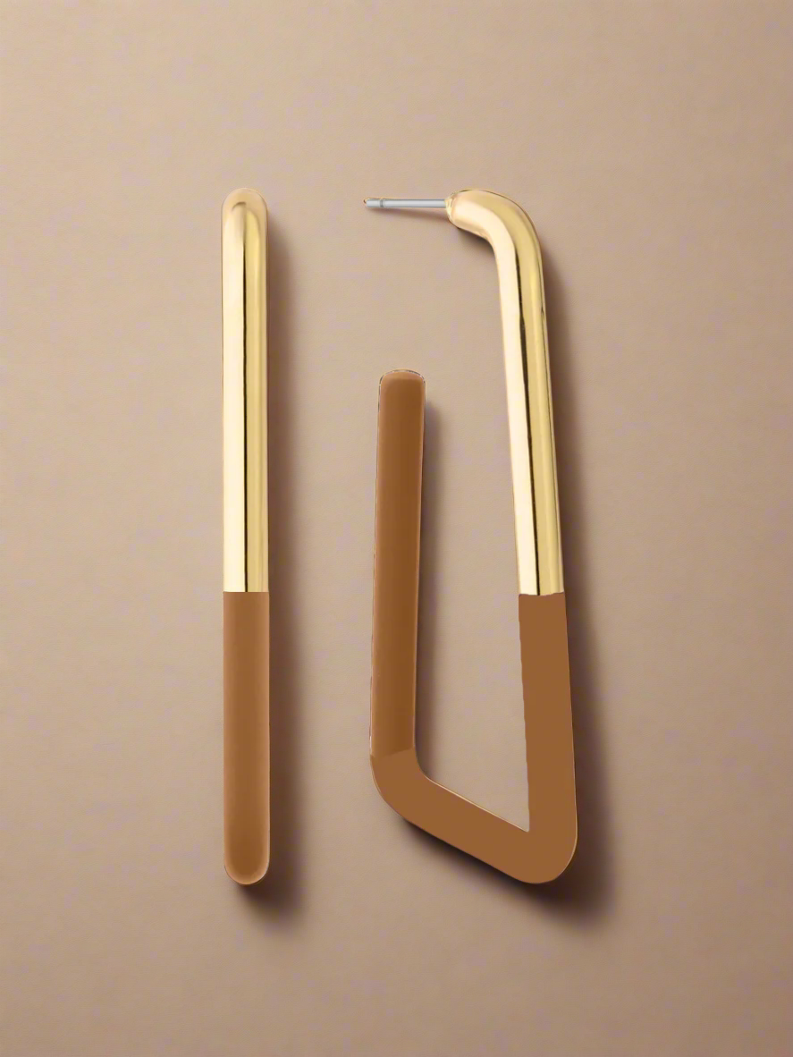 Striking Enamel Dipped Squared Hoop Earrings