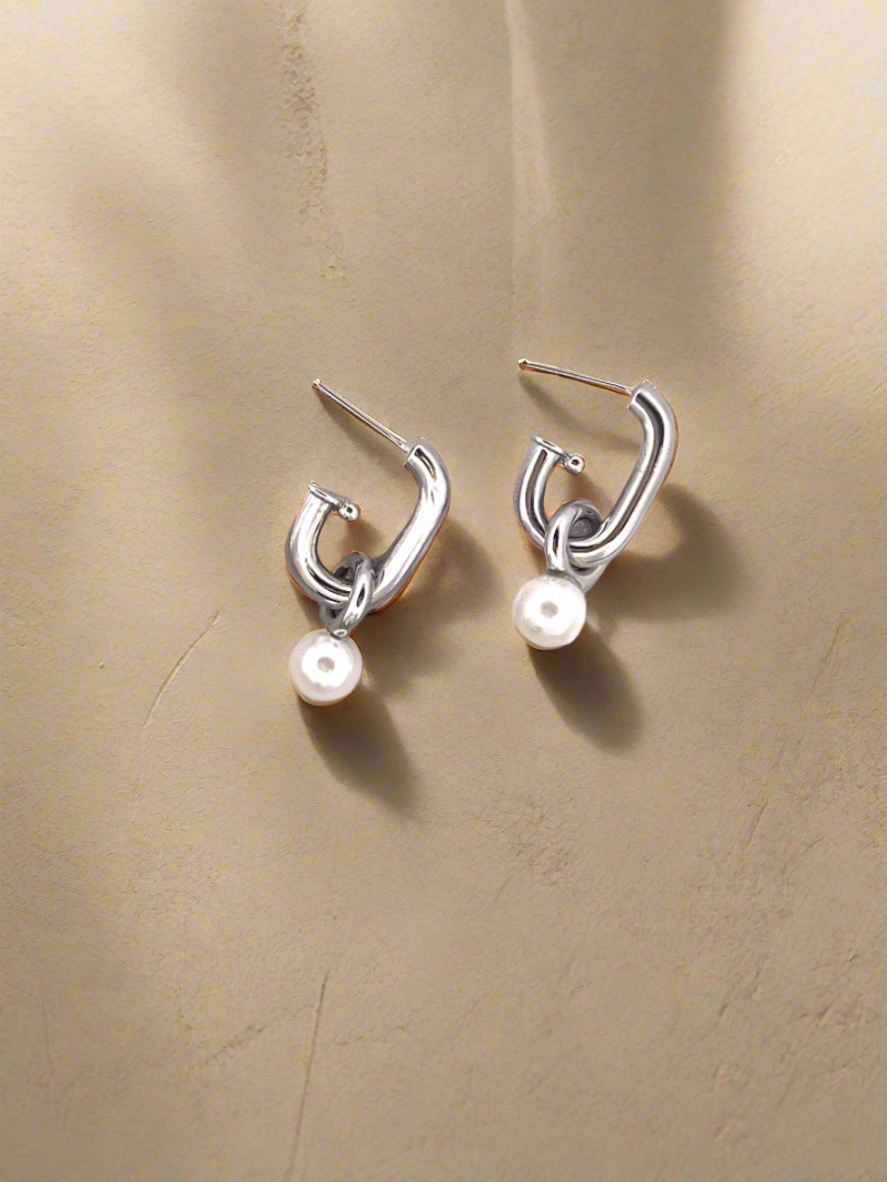 Monica Gold Hoop with Pearl Earrings