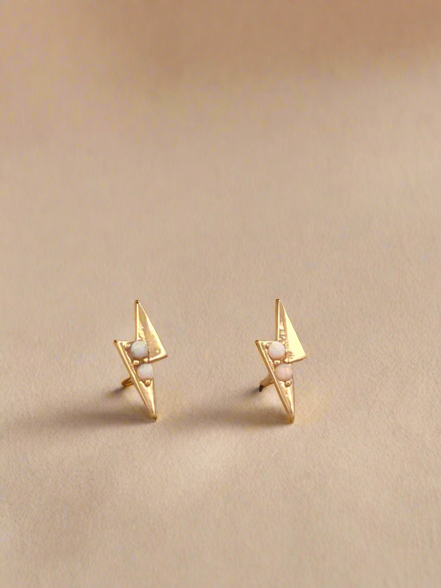 Candice Opal Lightning Bolt Stud Earrings