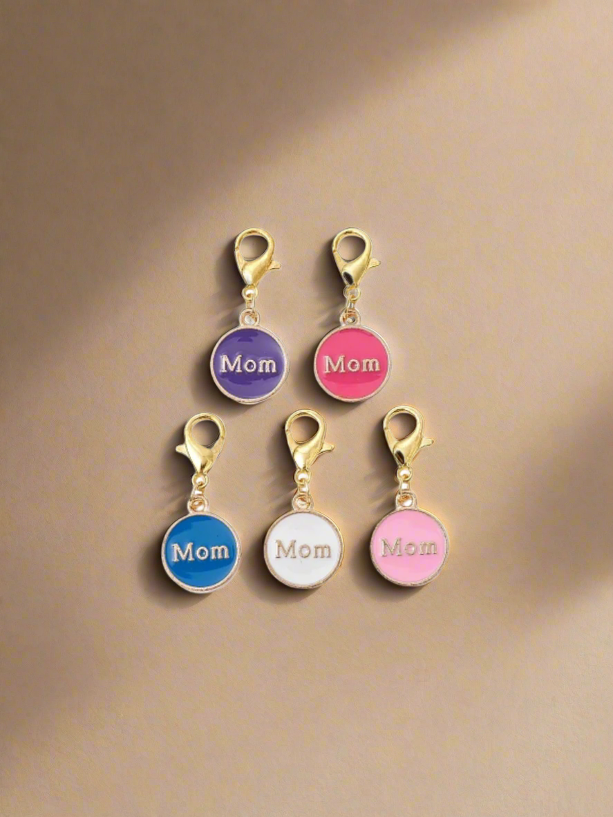 Circle Enamel Mom Charm With Clasp