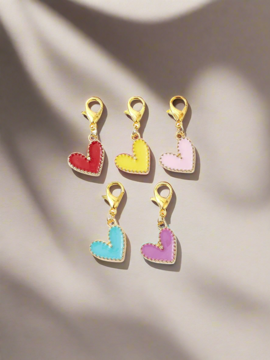 Enamel Heart Charm With Clasp
