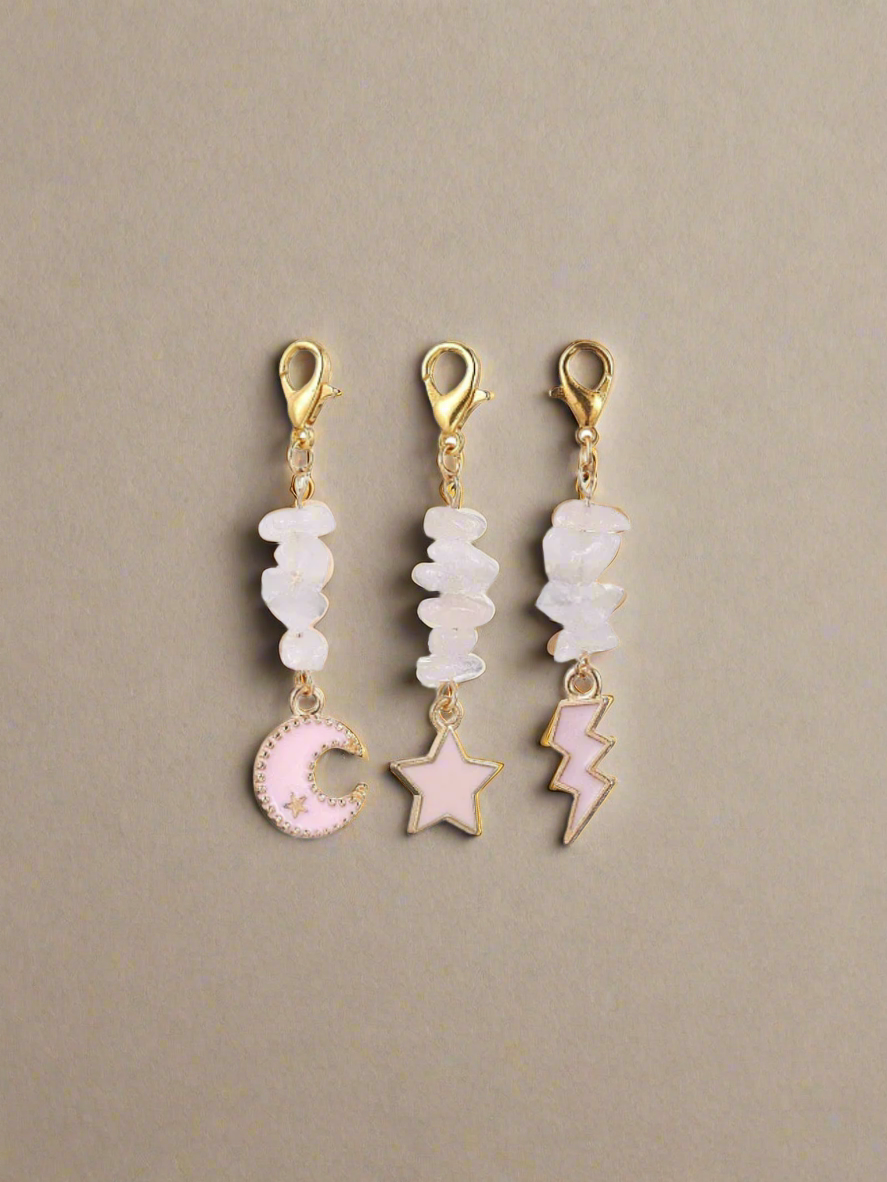 Pink Crystal Dangle Celestial Charm With Lobster Clasp