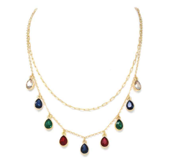 Ivona's Celebration Layered 9 Teardrop Crystal Necklace
