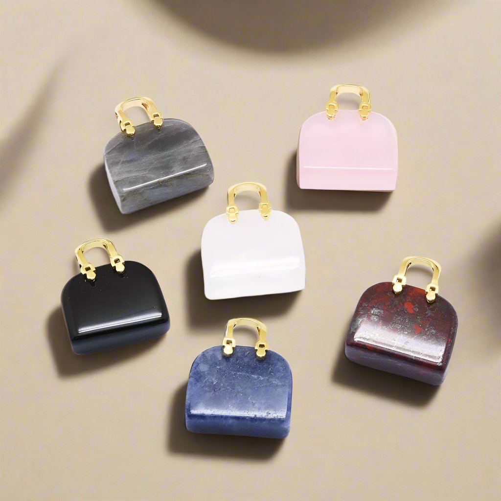 Natural Gemstone Agate Purse Bag Charm