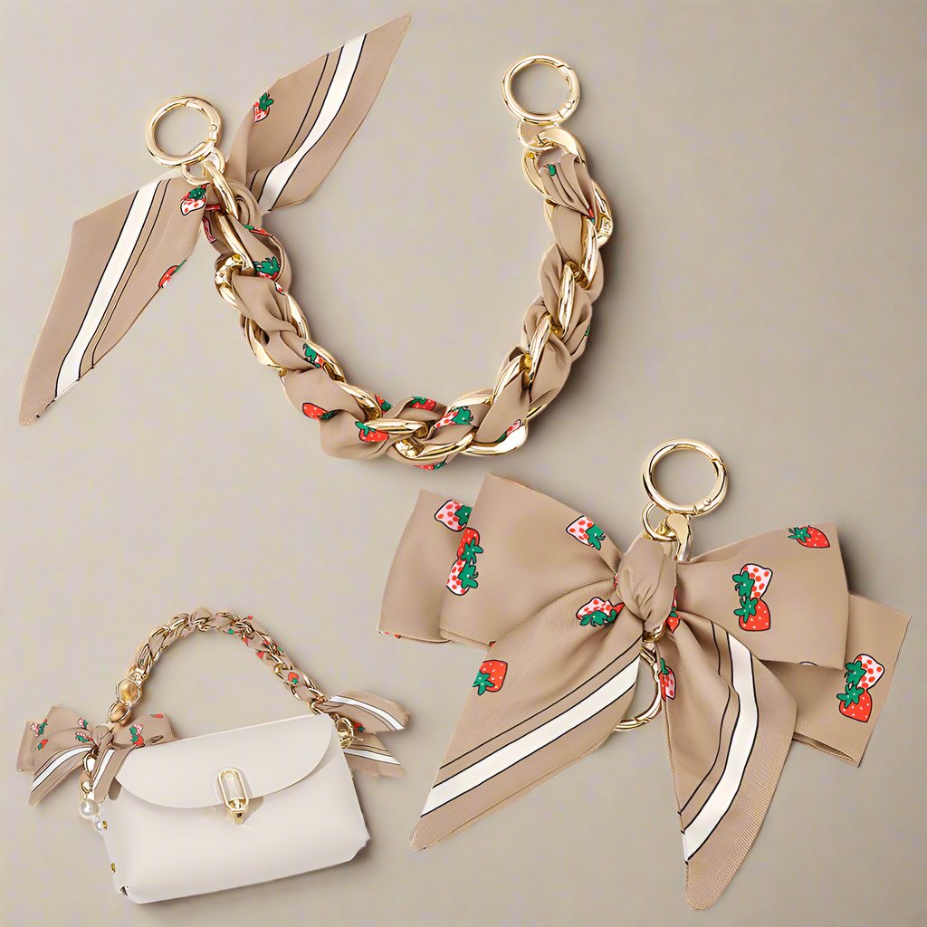 Nude Strawberry Fabric Bag Charm