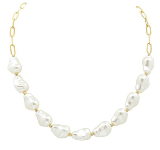 Brynna's Baroque Pearl Paperclip Chain Necklace