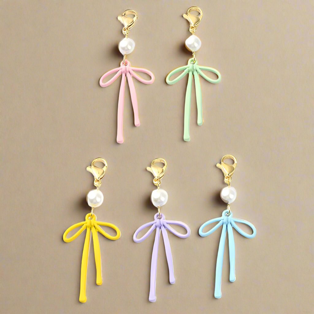 Pearl and Bow Lobster Clasp Bag Charm