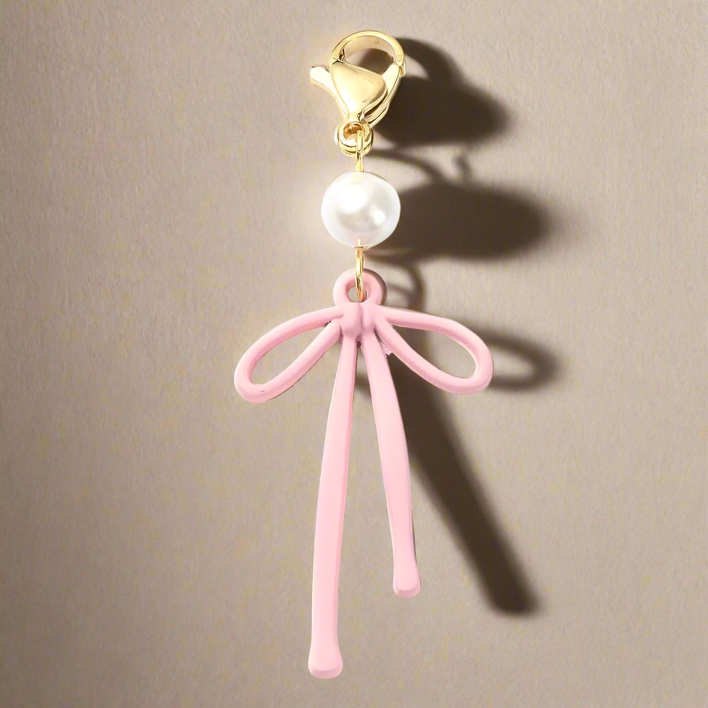 Pearl and Bow Lobster Clasp Bag Charm