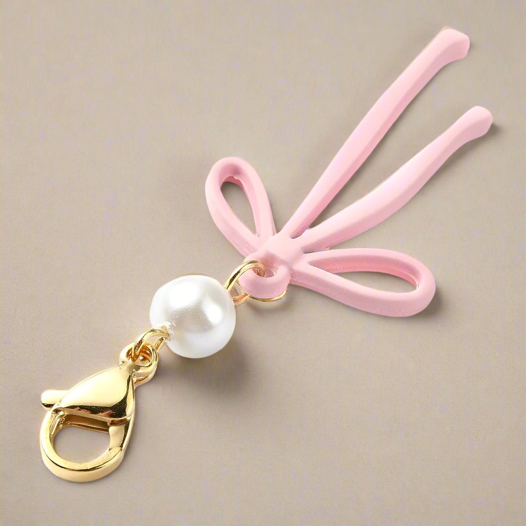 Pearl and Bow Lobster Clasp Bag Charm