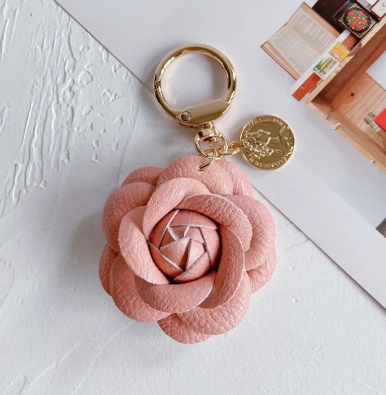 Leather Rosette Bag Charm