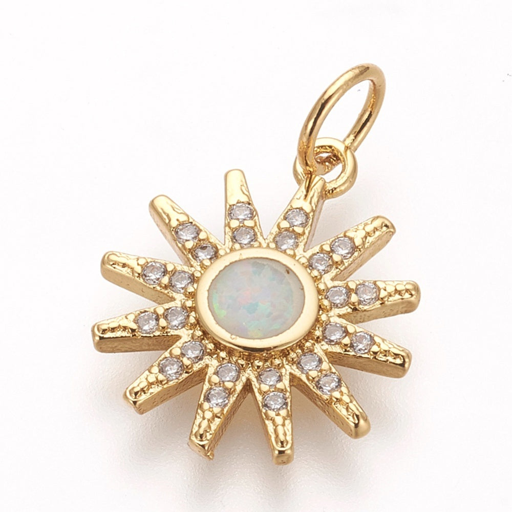 Sunburst Charm with Pave and Opal