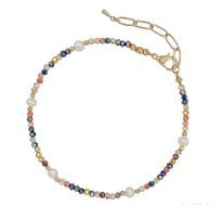 Freshwater Pearl and Glass Bead Emily Anklet