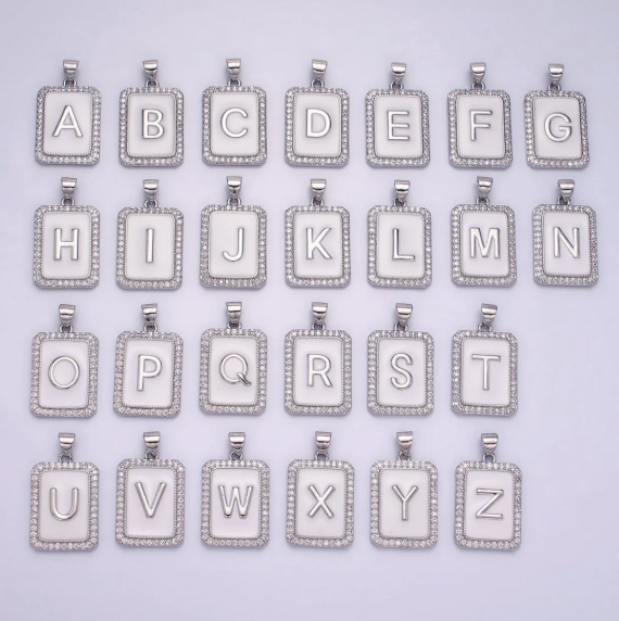 Cotton Chaos Custom Charm Rectangle Initial