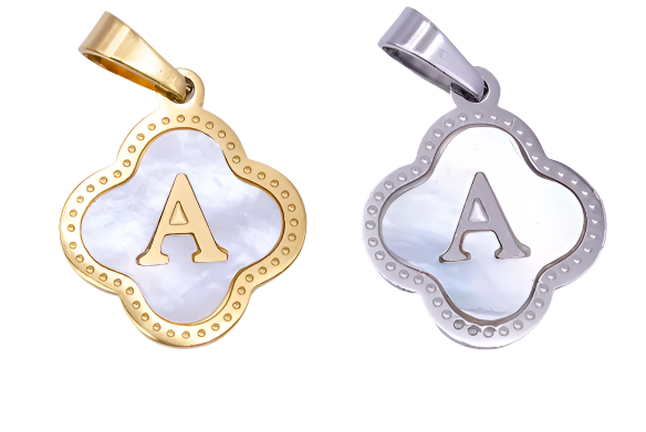 Cotton Chaos Initial Clover Mother of Pearl Charm