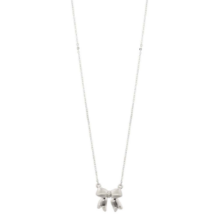 Indy's Dainty Matte Silver Bow Necklace
