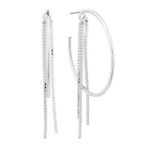 Chain Metal Paige Open Hoop Post Back Earrings