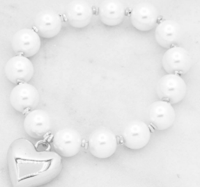 *PREORDER* Phoebe Puffy Heart and Pearls Stretch Bracelet