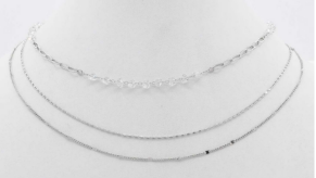 Chain Link Elegance Layered Necklace with Crystals